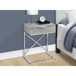 Monarch Accent table - 24"h / cement / chrome metal - Grey Discount