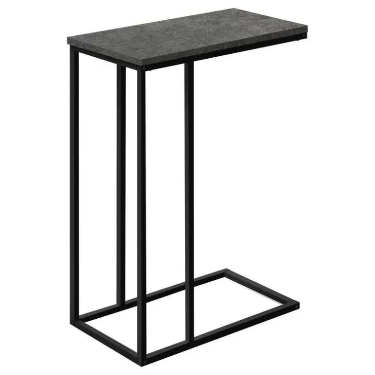 Monarch Accent table - 25"h / stone-look / black metal - Grey