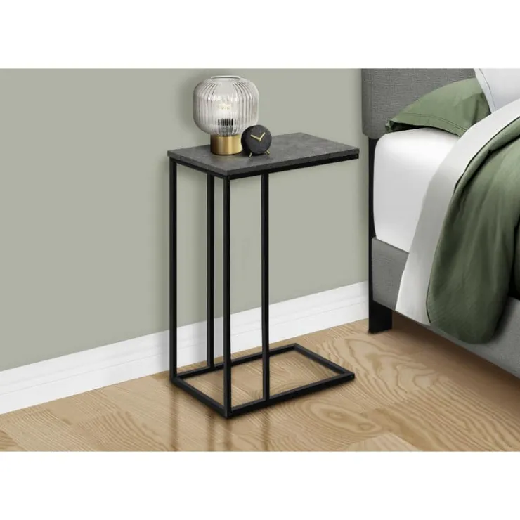 Monarch Accent table - 25"h / stone-look / black metal - Grey