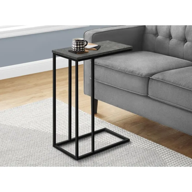 Monarch Accent table - 25"h / stone-look / black metal - Grey