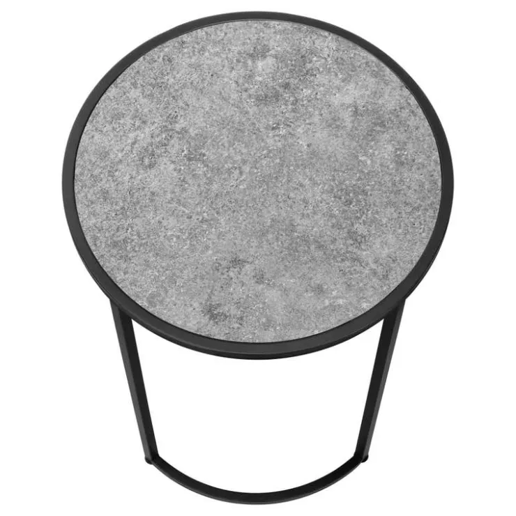 Monarch Accent table - 24"h / stone-look / black metal - Grey Outlet