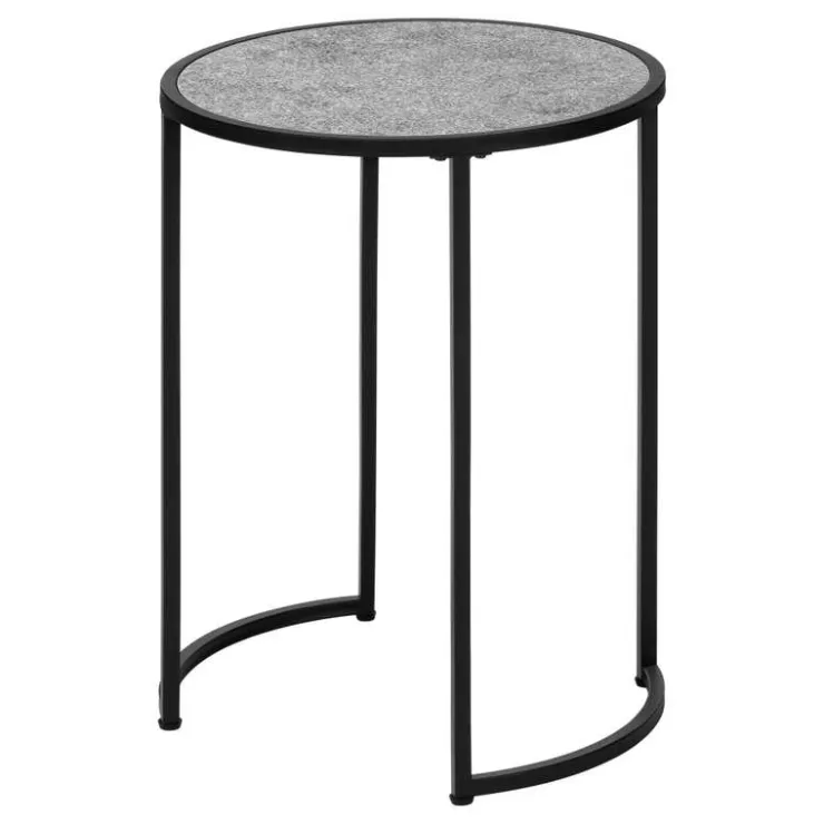 Monarch Accent table - 24"h / stone-look / black metal - Grey Outlet