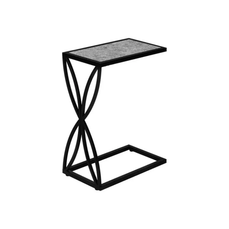 Monarch Accent table - 25"h / stone-look / black metal - Grey New