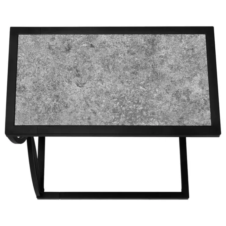 Monarch Accent table - 25"h / stone-look / black metal - Grey New