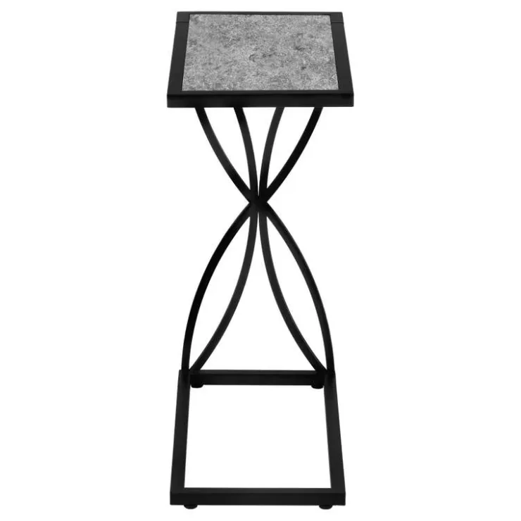 Monarch Accent table - 25"h / stone-look / black metal - Grey New