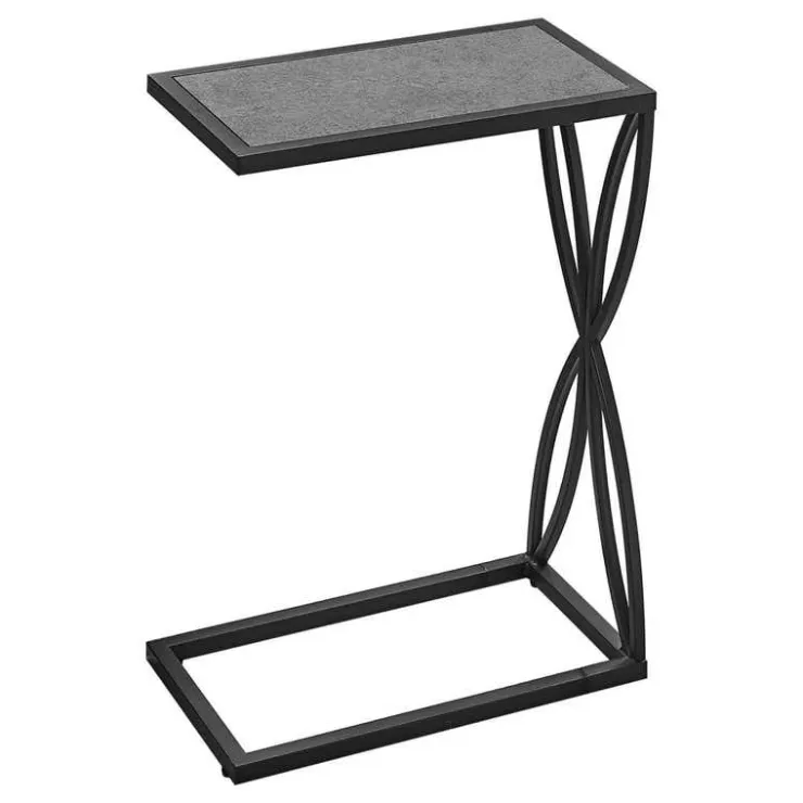 Monarch Accent table - 25"h / stone-look / black metal - Grey New