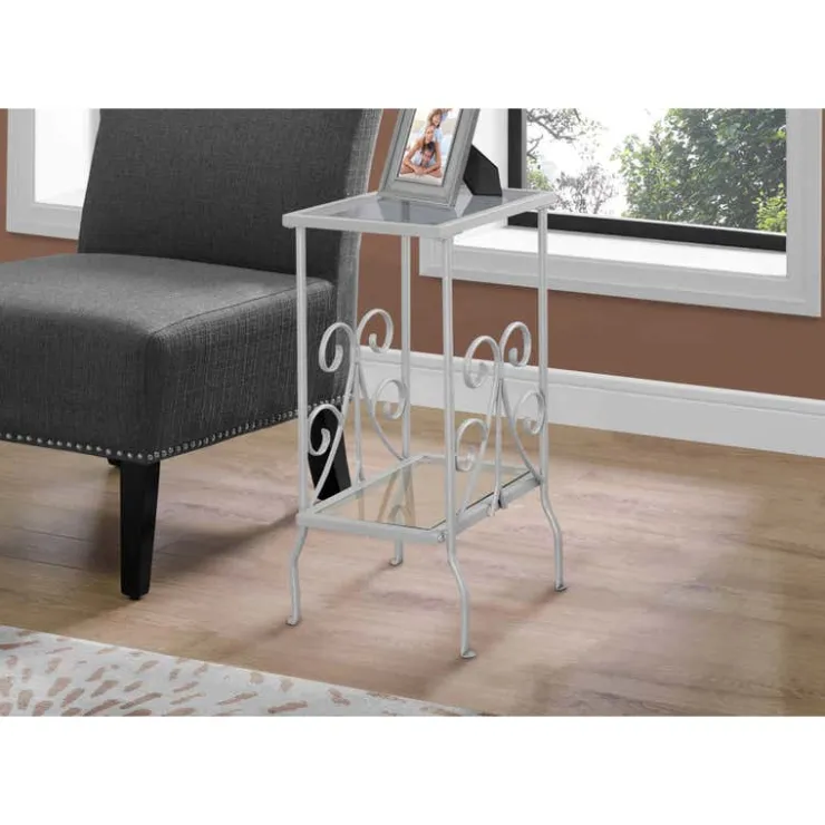 Monarch Accent table - 30"h / metal with tempered glass - Silver Online