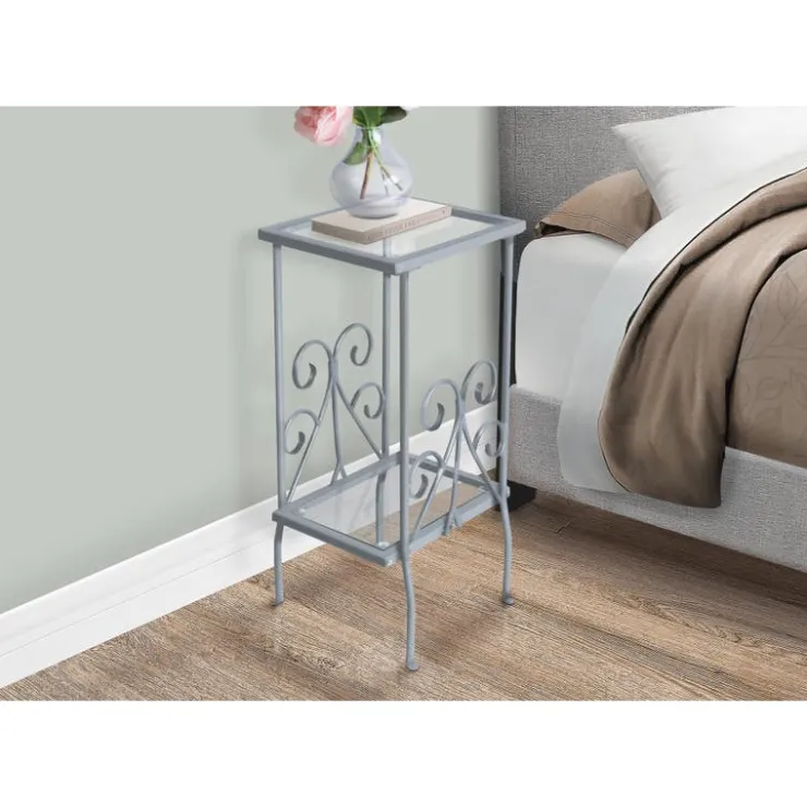 Monarch Accent table - 30"h / metal with tempered glass - Silver Online