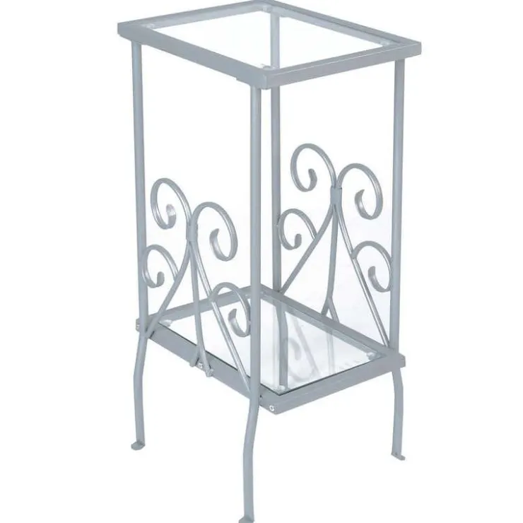 Monarch Accent table - 30"h / metal with tempered glass - Silver Online