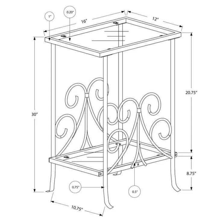 Monarch Accent table - 30"h / metal with tempered glass - Silver Online