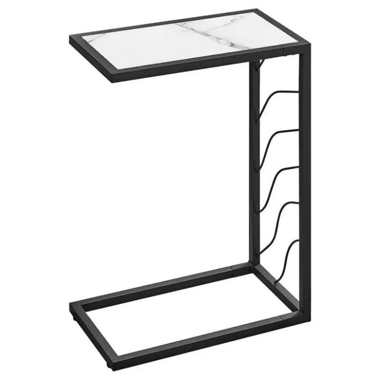 Monarch Accent table - 25"h / marble-look / black metal - White Best