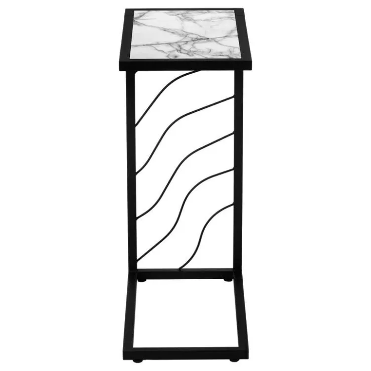 Monarch Accent table - 25"h / marble-look / black metal - White Best