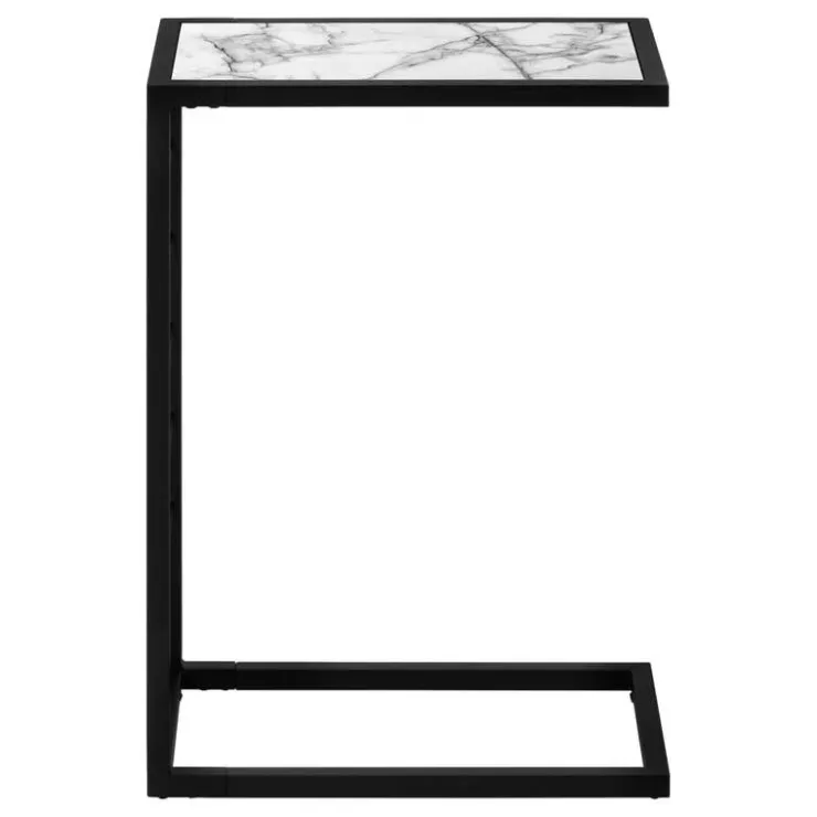 Monarch Accent table - 25"h / marble-look / black metal - White Best