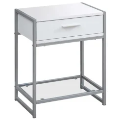 Monarch Accent table - 22"h / / silver metal/ tempered glass - White Online