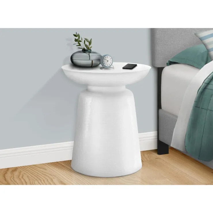 Monarch Accent table - 22"h / textured iron metal drum end - White Discount