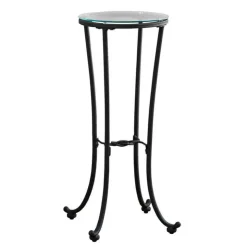 Monarch Accent table - hammered metal with tempered glass - Black Best