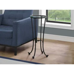Monarch Accent table - hammered metal with tempered glass - Black Best