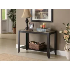 Monarch Accent table - 44"l / marble top - Espresso