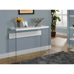Monarch Accent table - 44"l / glossy / tempered glass - White Best