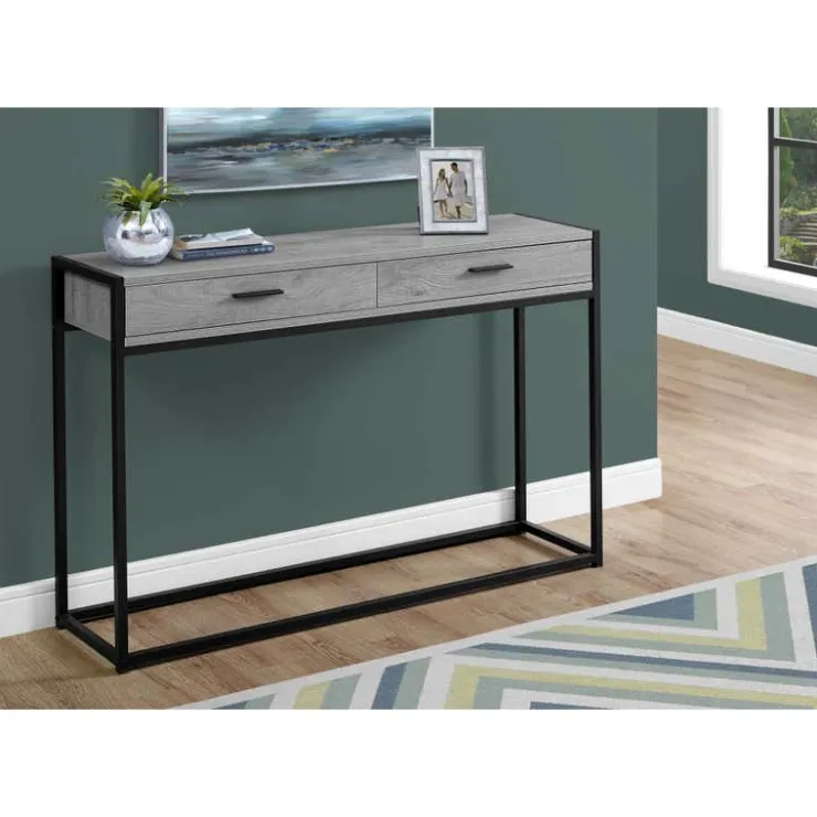 Monarch Accent table - 48"l / / black metal hall console - Grey