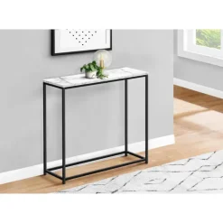 Monarch Accent table - 32"l / marble / black metal console - White Hot