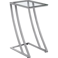 Monarch Accent table - metal with tempered glass - Silver