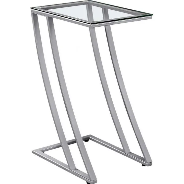 Monarch Accent table - metal with tempered glass - Silver