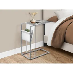 Monarch Accent table - / chrome metal with a magazine rack - White Hot