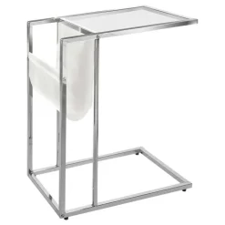 Monarch Accent table - / chrome metal with a magazine rack - White Hot