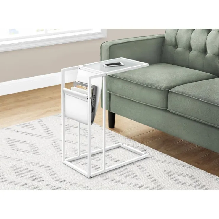 Monarch Accent table - / metal with a magazine rack - White