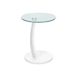 Monarch Accent table - bentwood with tempered glass - White Hot