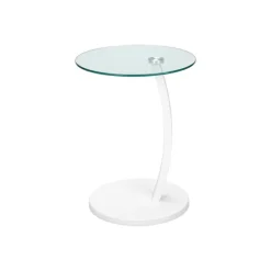 Monarch Accent table - bentwood with tempered glass - White Hot