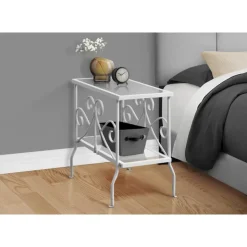 Monarch Accent table - metal with tempered glass - White New