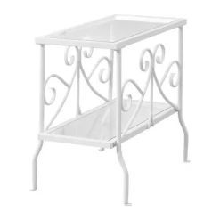 Monarch Accent table - metal with tempered glass - White New