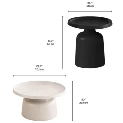 Accent Table Set - 2 pcs White/Black Clearance