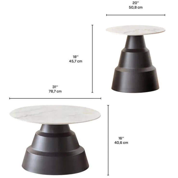 Accent Table Set - 2 pcs White/Grey/Black Best