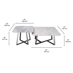 Accent Table Set - 2 pcs White/Grey/Black Best