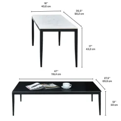 Accent Table Set - 2 pcs White/Black Sale