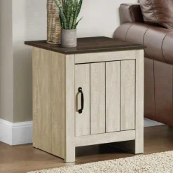 Monarch Accent Table with Storage - Light Beige Clearance
