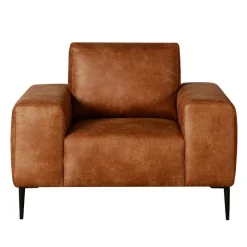 Armchair with Deep Seat and Square Armrests Brown Discount