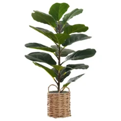 Monarch Artificial plant - 28"h / indoor fiddle / 8" woven basket Green Best