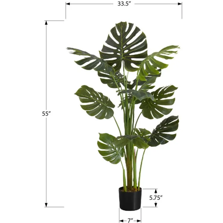 Monarch Artificial plant - 55"h / indoor monstera in a 6" pot Green Discount
