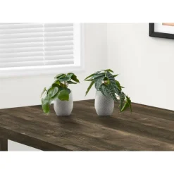 Monarch Artificial plant - 2pcs / 8"h alocasia / 5" cement pot Green Online