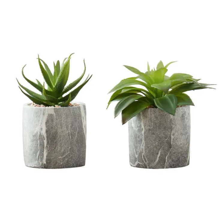 Monarch Artificial plant - 2pcs / 7"h succulent in 4" cement pot Green Hot