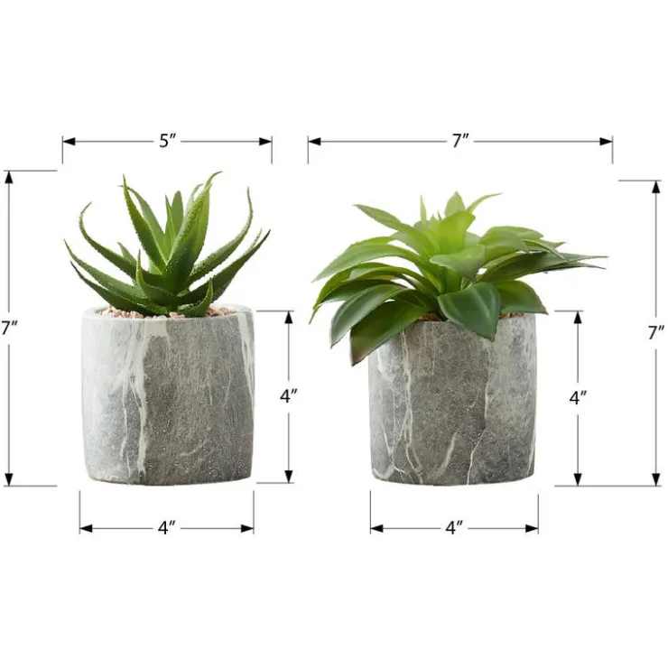 Monarch Artificial plant - 2pcs / 7"h succulent in 4" cement pot Green Hot