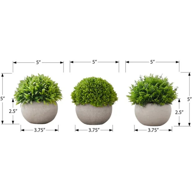 Monarch Artificial plant - 3pcs / 5"h grass in a 3" grey pot Green Outlet