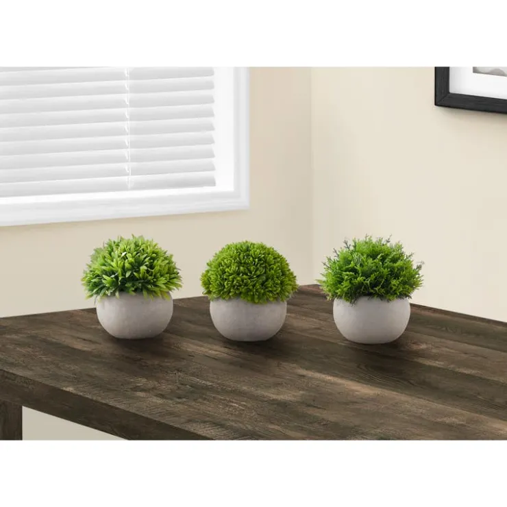 Monarch Artificial plant - 3pcs / 5"h grass in a 3" grey pot Green Outlet