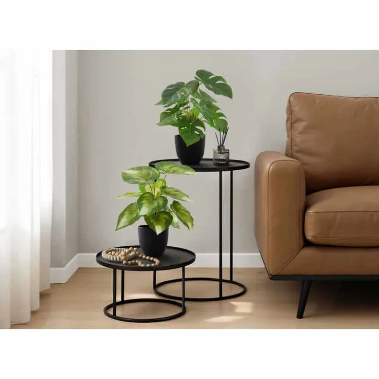Monarch Artificial plant - 2pcs / 13"h monstera/calathea/ 4" pot Green