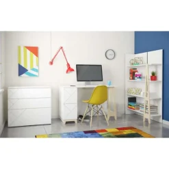 Nexera Atypik Bookcase, White And Plywood - White and Beige Discount