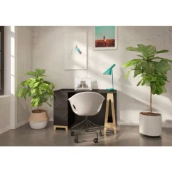 Nexera Atypik 2-Drawer Desk, Black And Plywood - Black and Beige